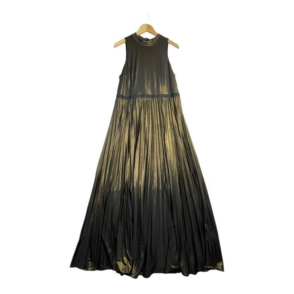 Donna Morgan Pleated Maxi Dress size 14‎ Metallic Gold - Picture 1 of 7